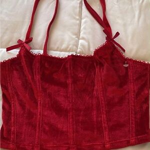 Ardene Red Velvet Crop Top